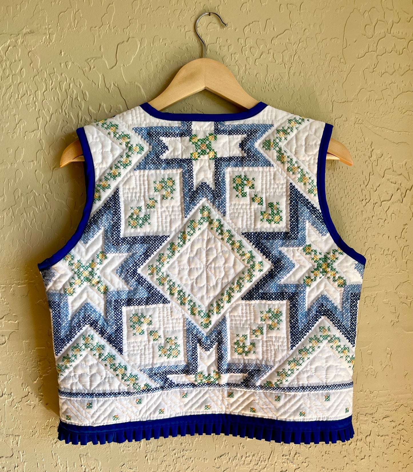 Bluebell Cross Stitched Quilt Vest - Small