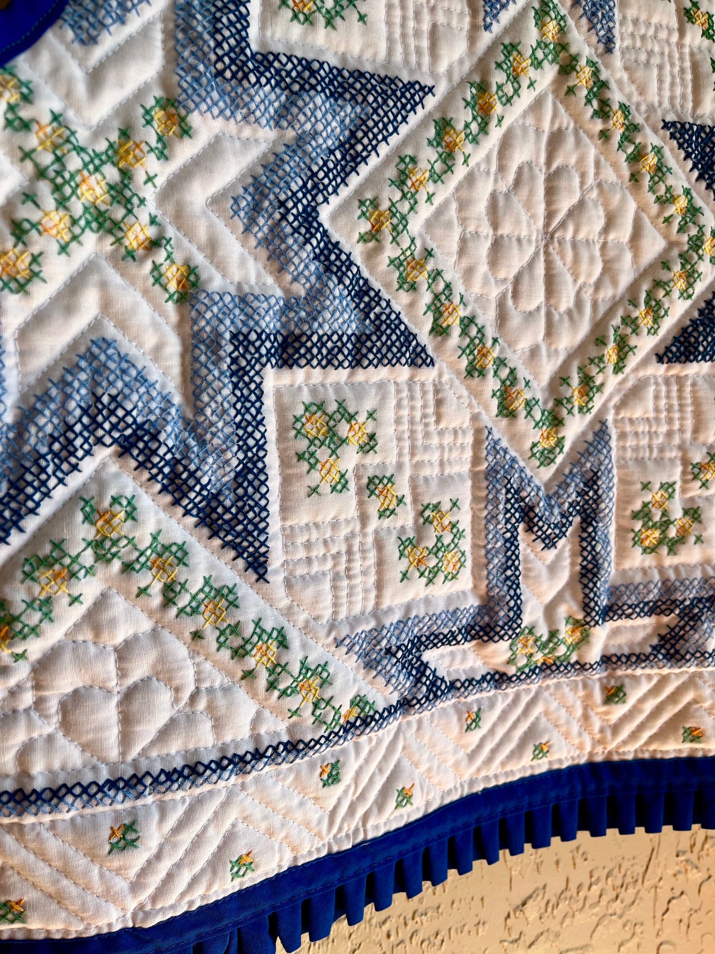 Bluebell Cross Stitched Quilt Vest - Small
