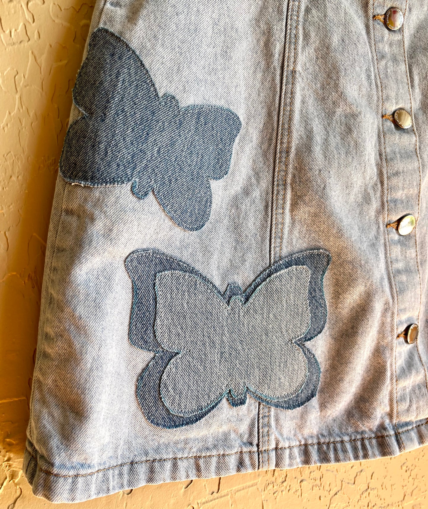 Butterfly Denim Mini Skirt - Small