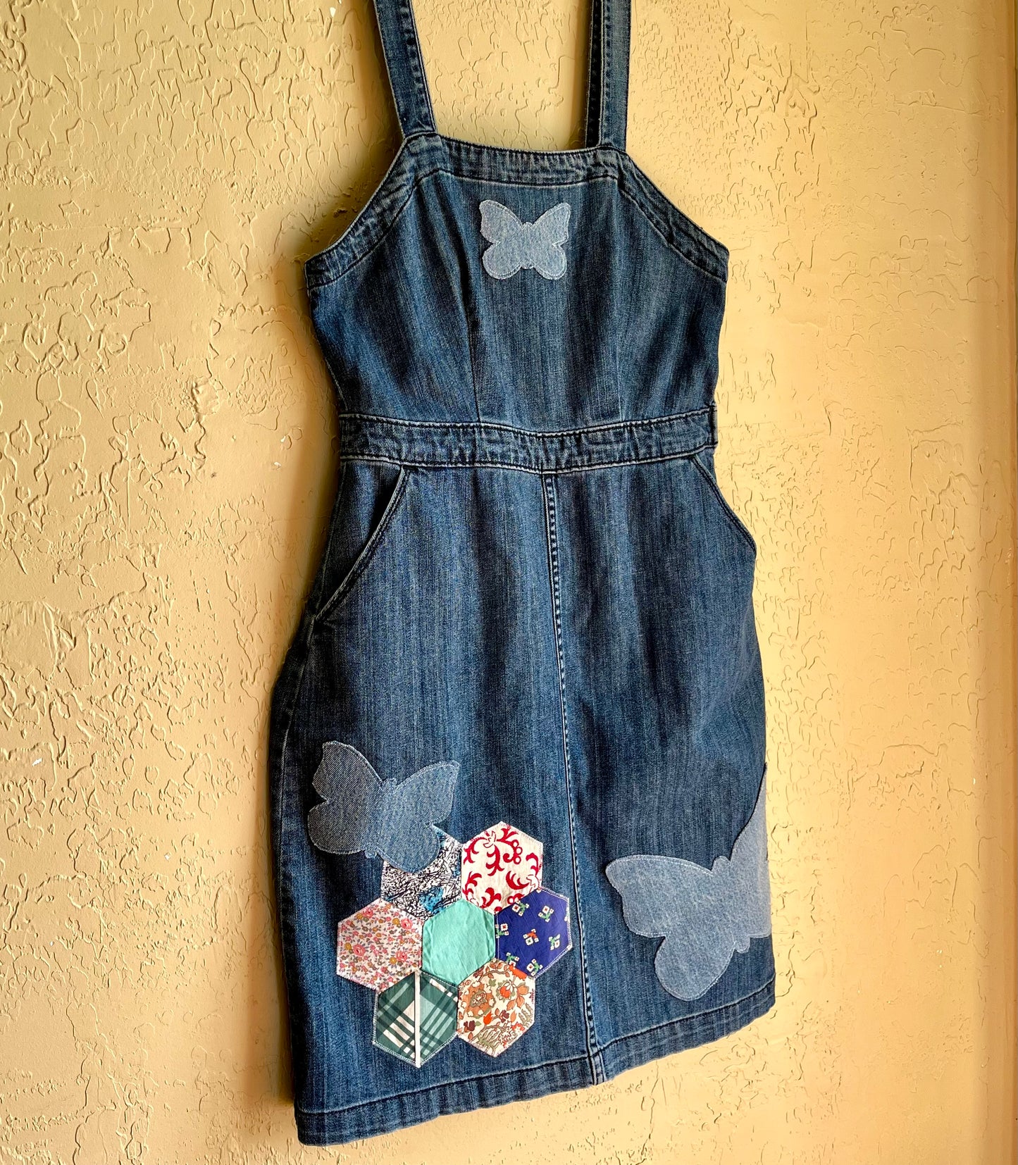 Butterfly Garden Denim Tank Dress - Medium