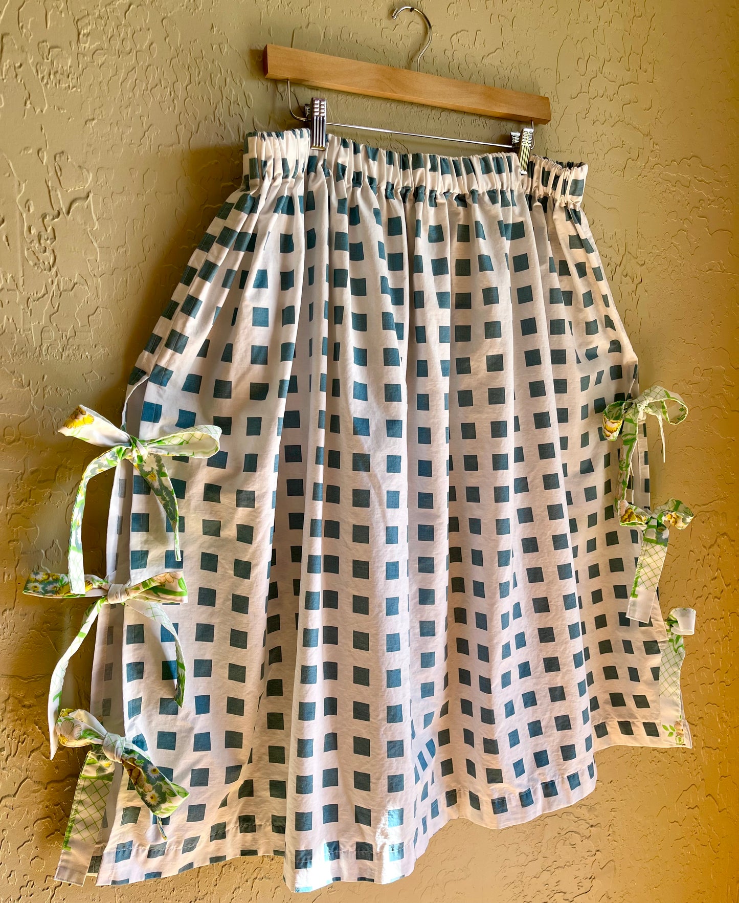 Blue Lattice Midi Bow Skirt - 3XL