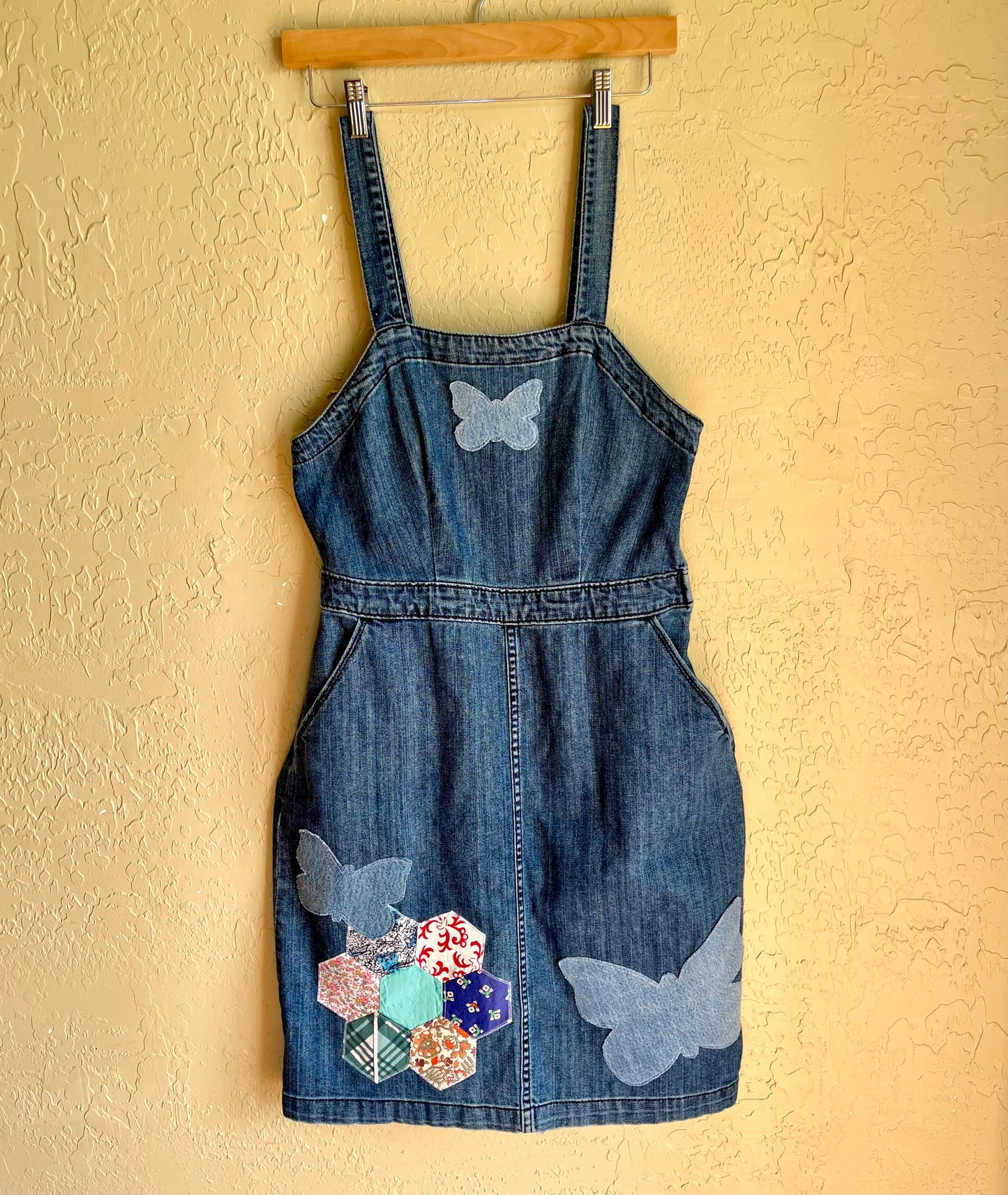 Butterfly Garden Denim Tank Dress - Medium