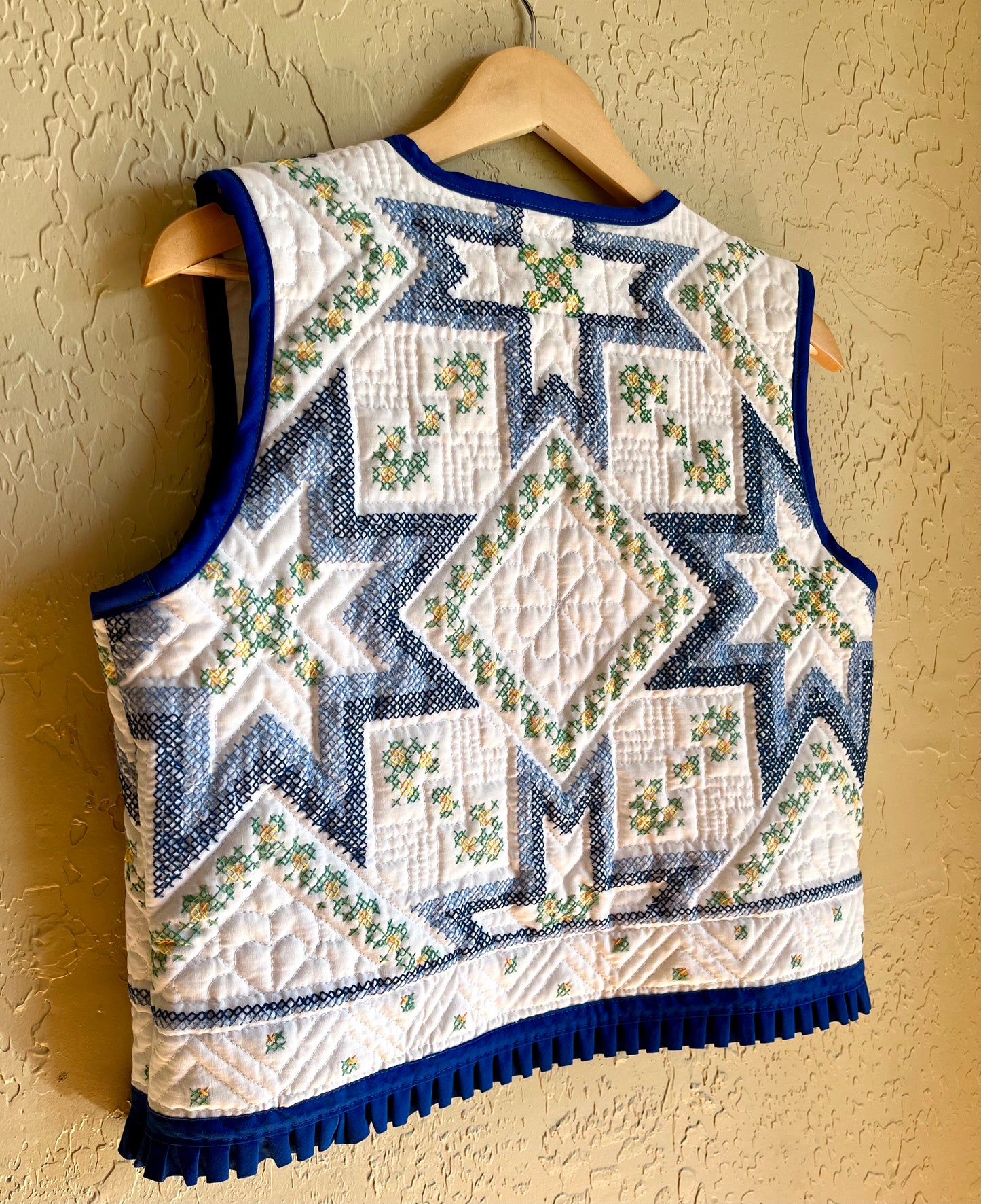Bluebell Cross Stitched Quilt Vest - Small