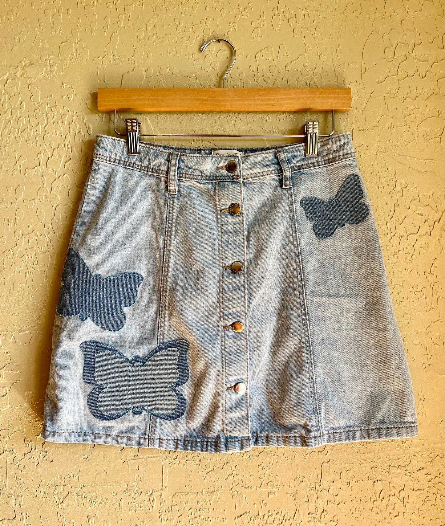 Butterfly Denim Mini Skirt - Small