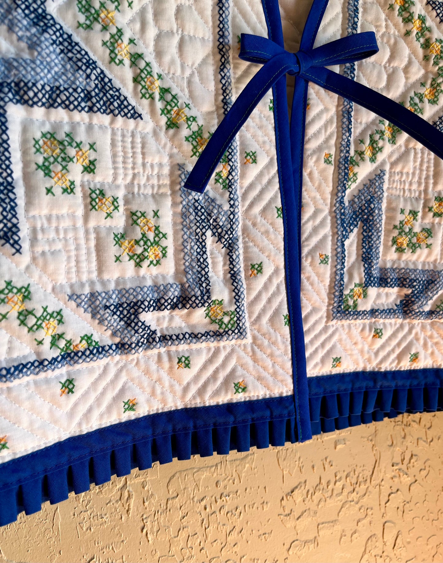 Bluebell Cross Stitched Quilt Vest - Small
