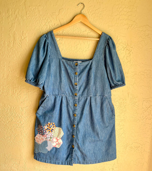 Patchwork Garden Button Front Dress - XXL