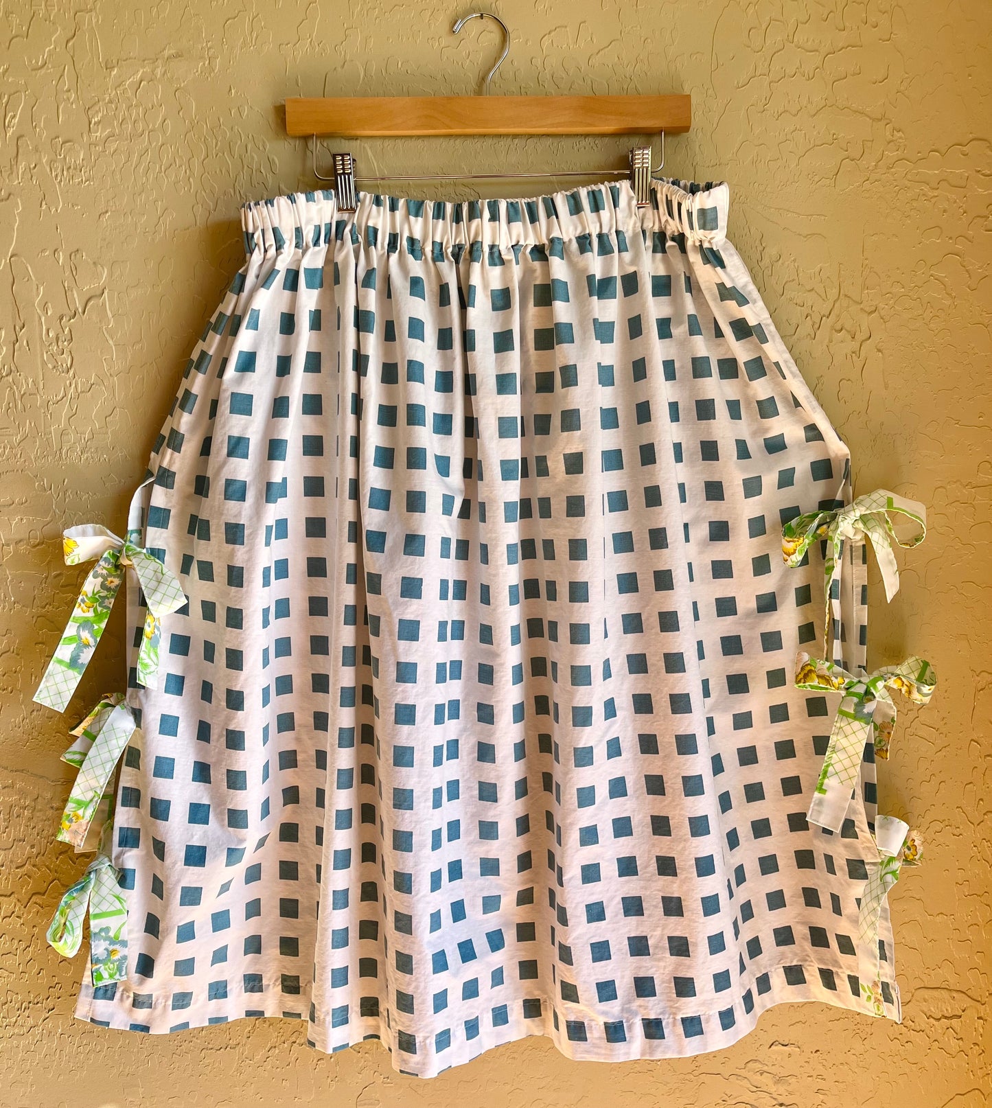 Blue Lattice Midi Bow Skirt - 3XL