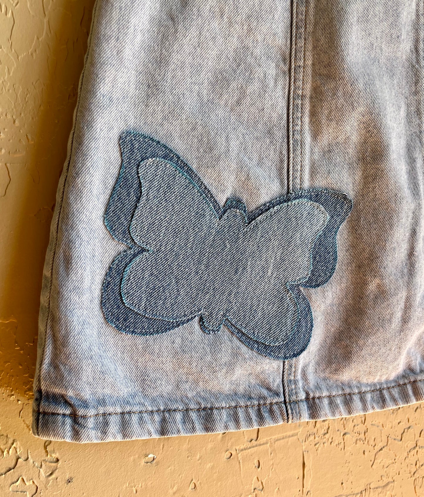 Butterfly Denim Mini Skirt - Small