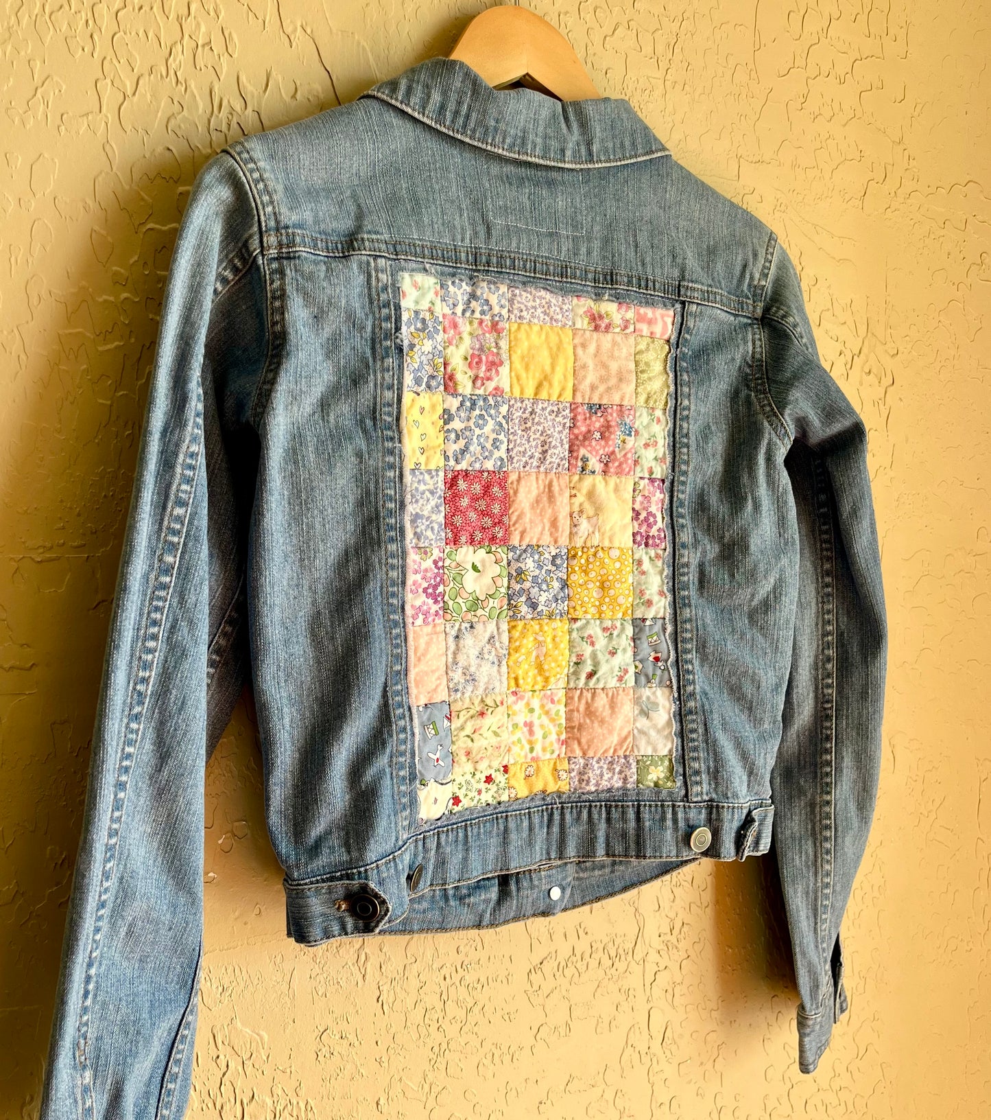 Postage Stamp Patchwork Denim Jacket - Small