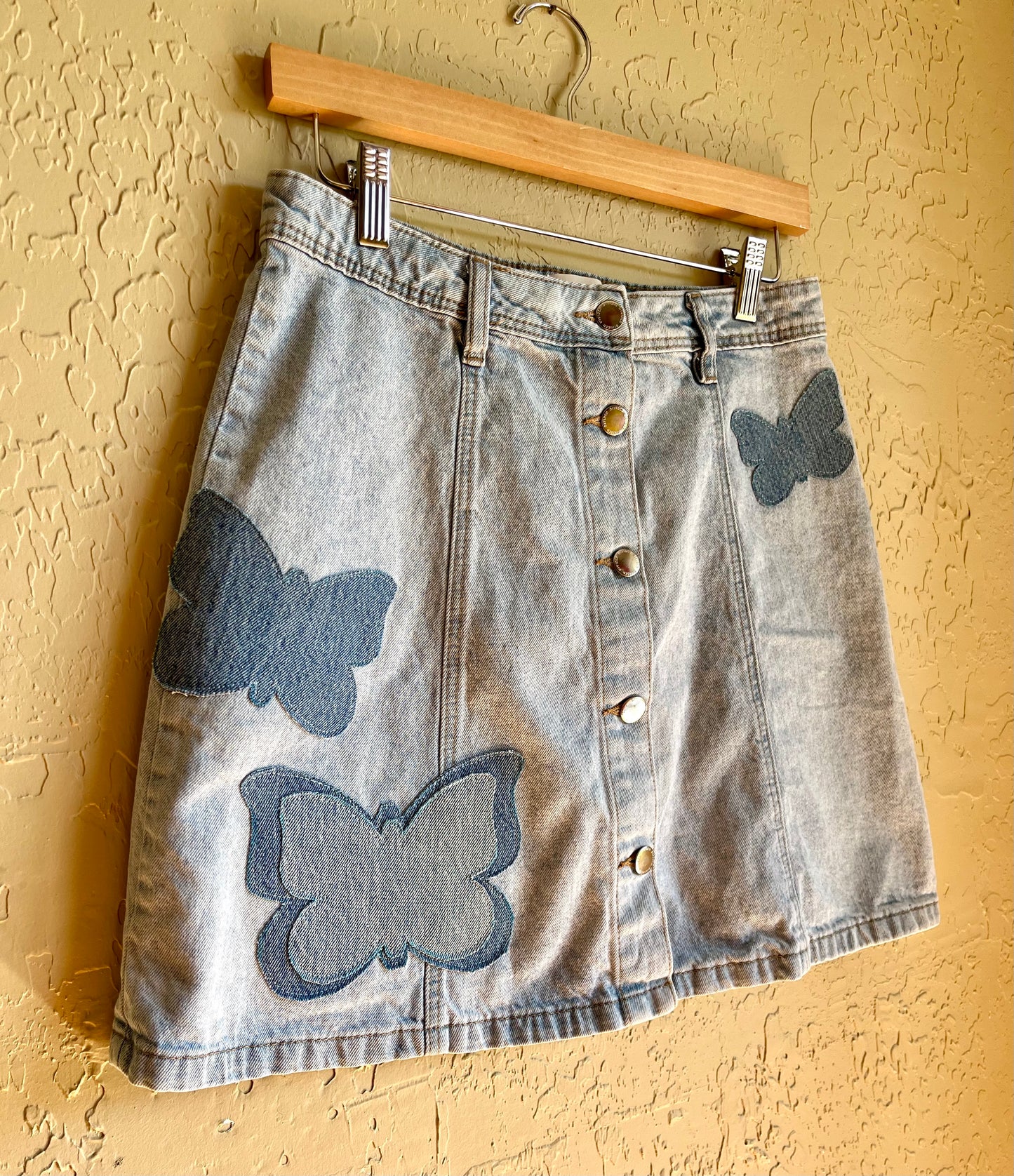 Butterfly Denim Mini Skirt - Small