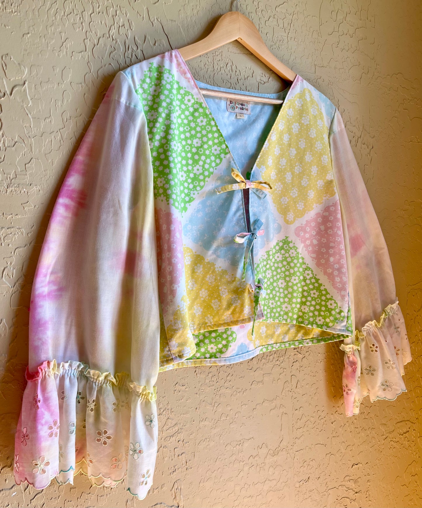 Pastel Patchwork Tie Front Top - Large