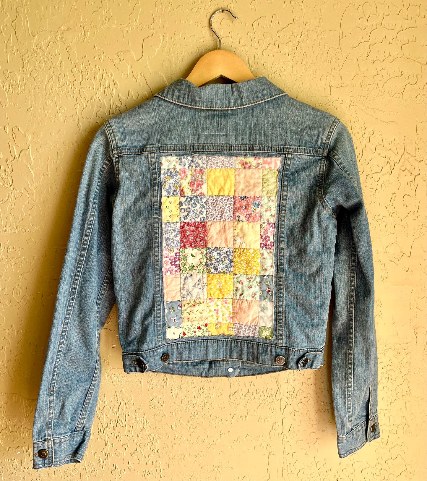 Postage Stamp Patchwork Denim Jacket - Small