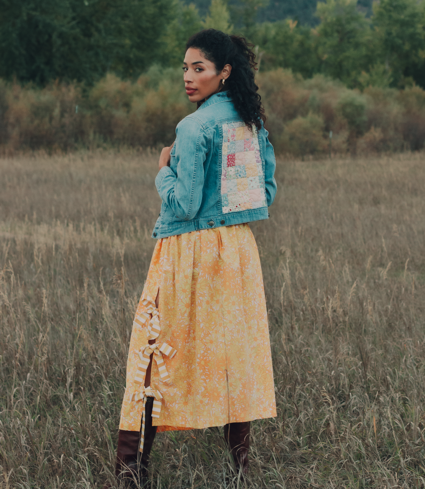 Postage Stamp Patchwork Denim Jacket - Small