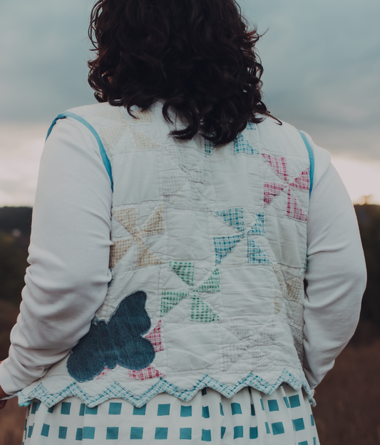 Pastel Pinwheel Quilted Vest -3X