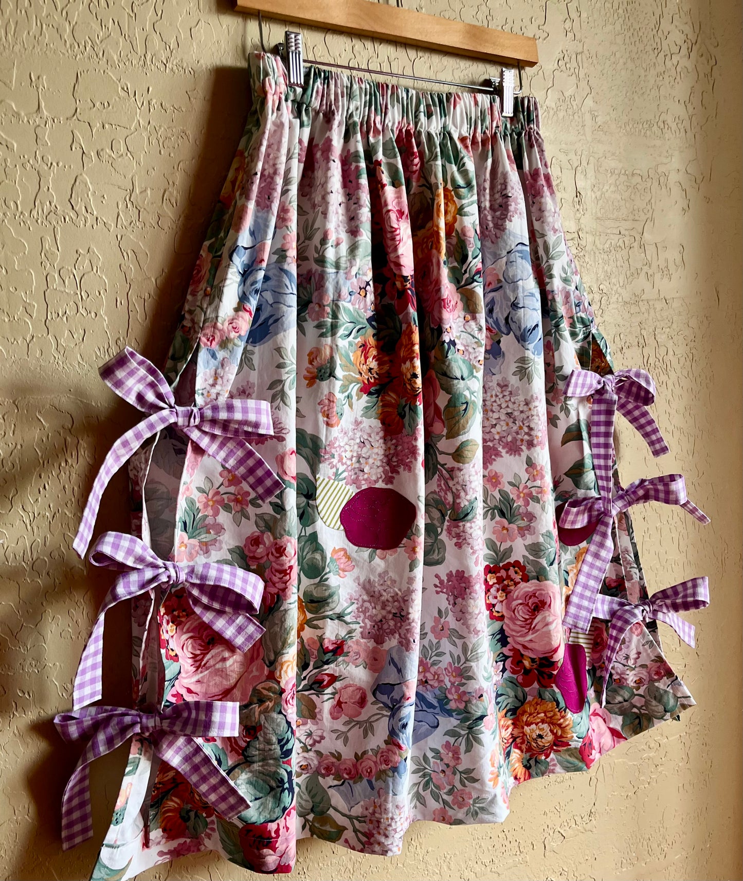 English Garden Appliquéd Midi Bow Skirt - Medium
