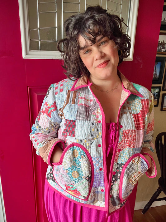 Queen of Hearts Quilted Coat - Large