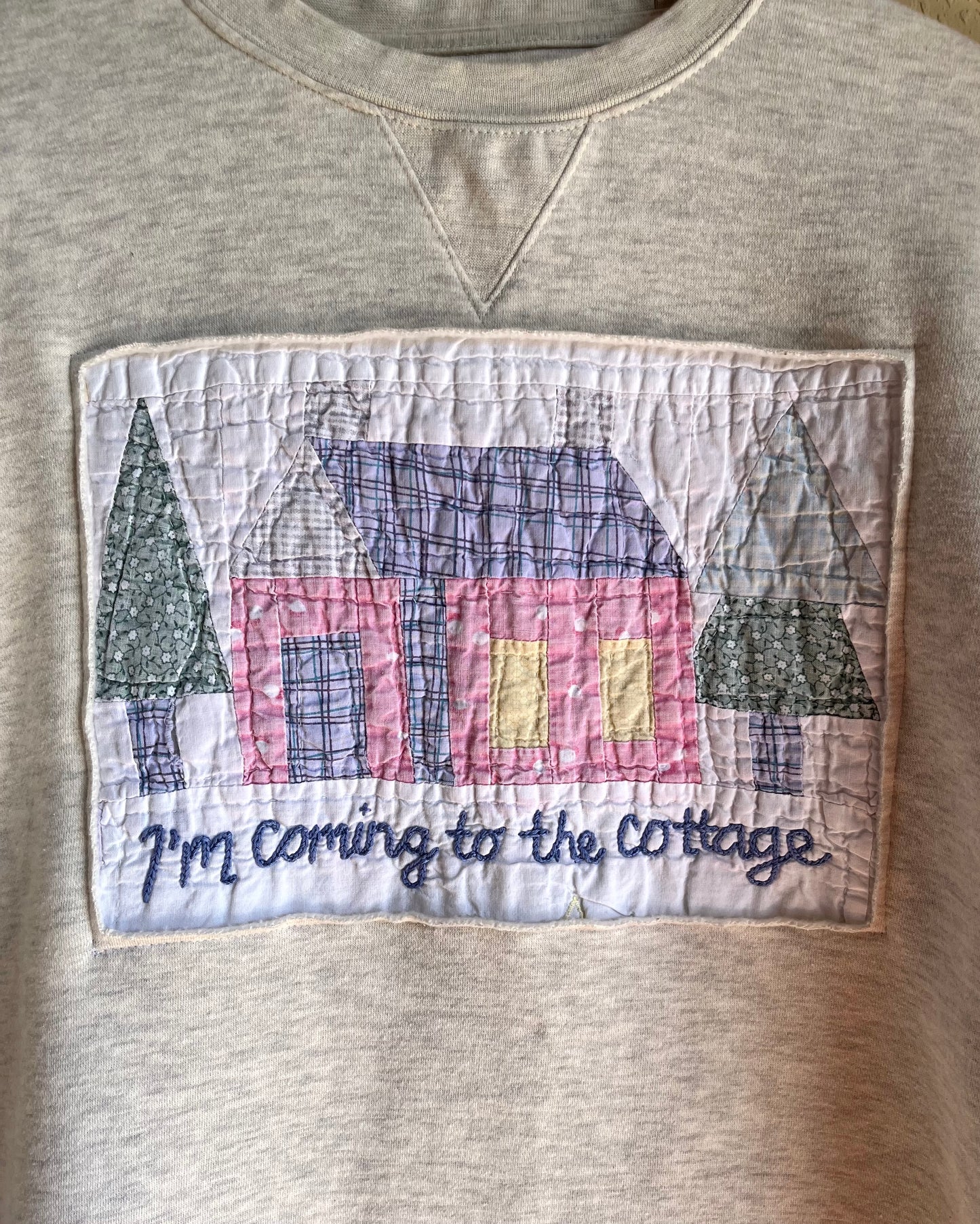 “I’m Coming the the Cottage” Embroidered Crewneck - XL