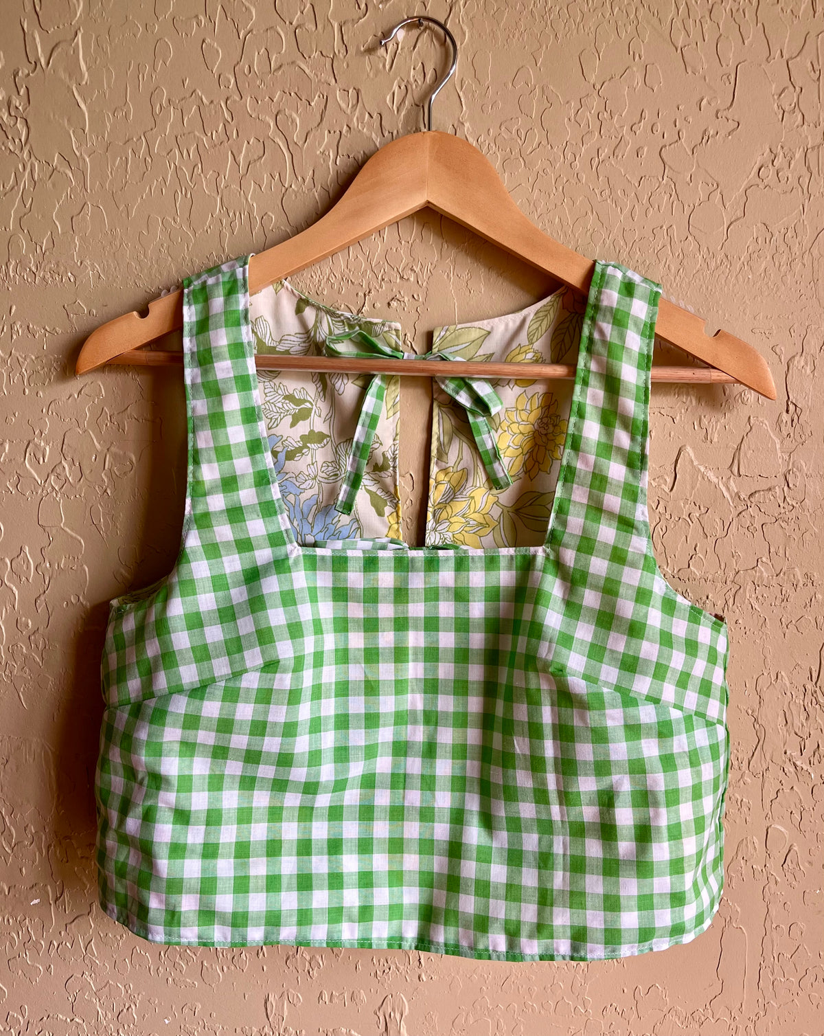 Cottage Garden/Kelly Gingham Reversible Donna Top - XS