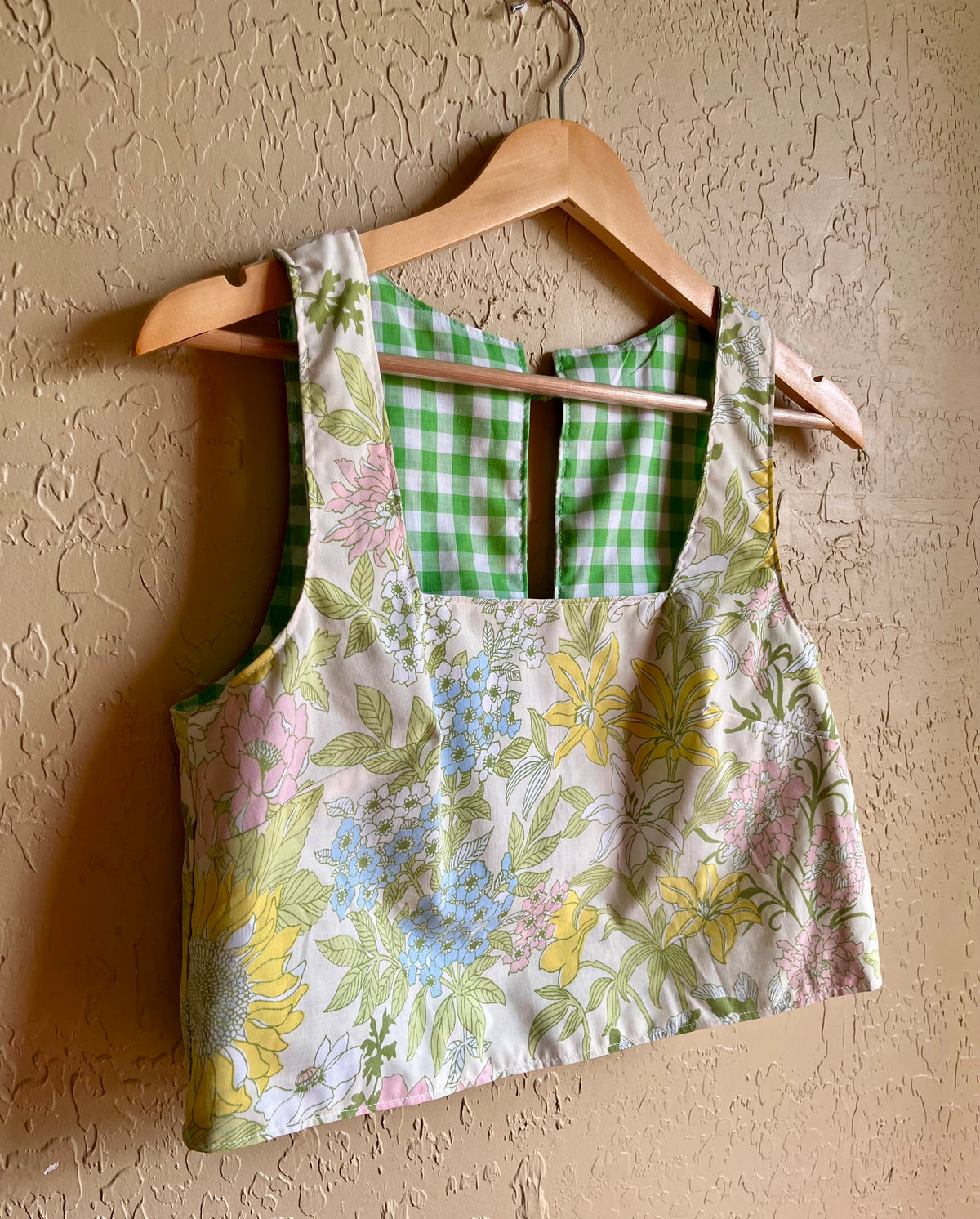 Cottage Garden/Kelly Gingham Reversible Donna Top - XS
