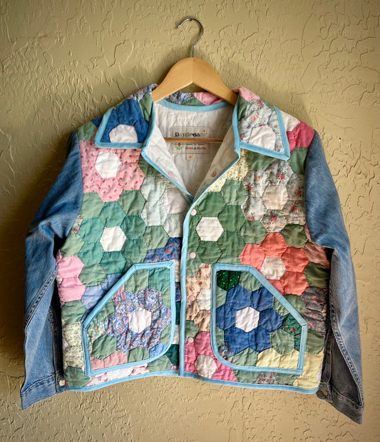 Hexi Garden Quilted Chore Coat - Medium