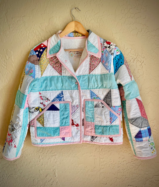 Cotton Candy Pinwheels Quilted Jacket - Medium