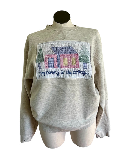 “I’m Coming the the Cottage” Embroidered Crewneck - XL