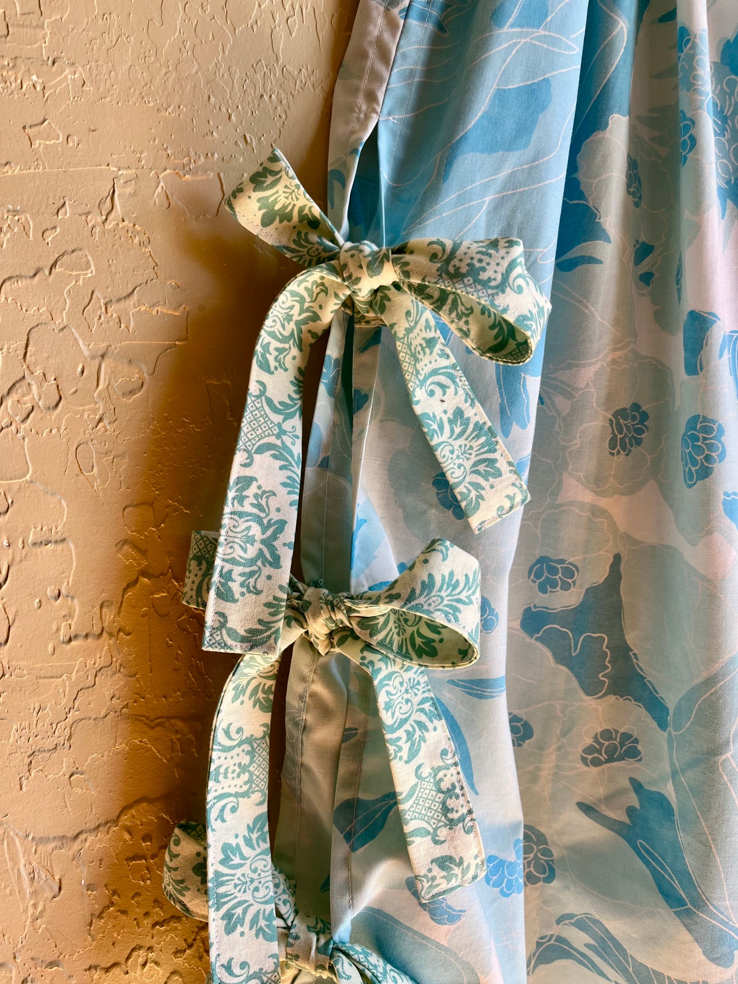 Blue Roses Midi Bow Skirt - Small