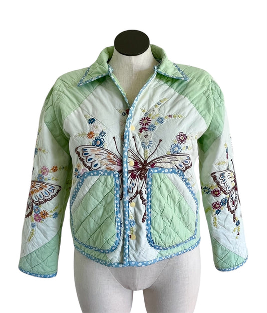 Butterfly Kisses Quilted Chore Coat - Large