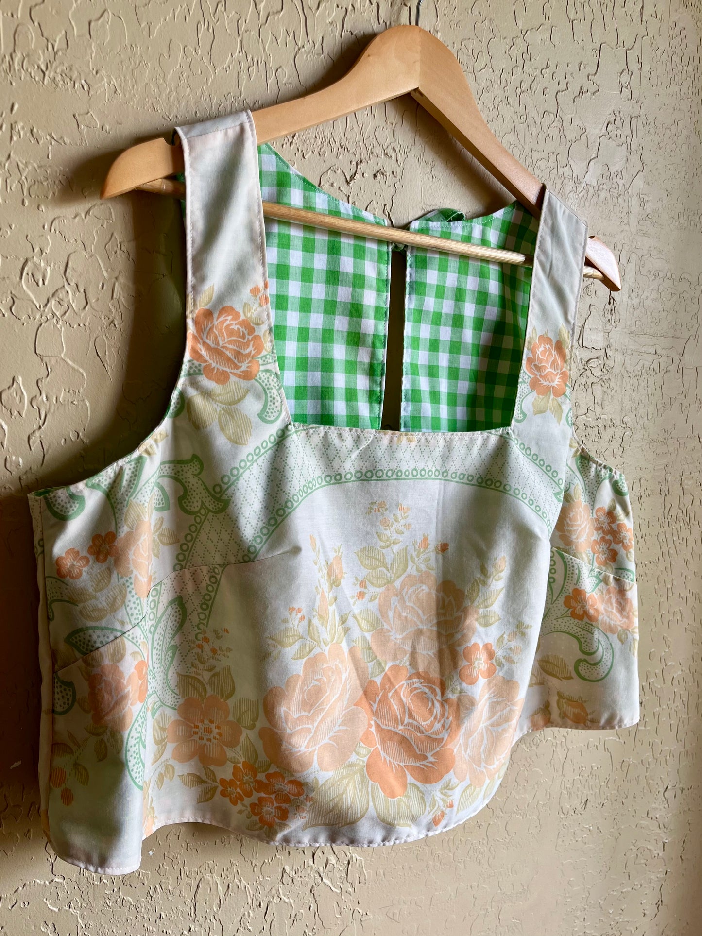 Peach Pit / Kelly Gingham Reversible Donna Top - XL