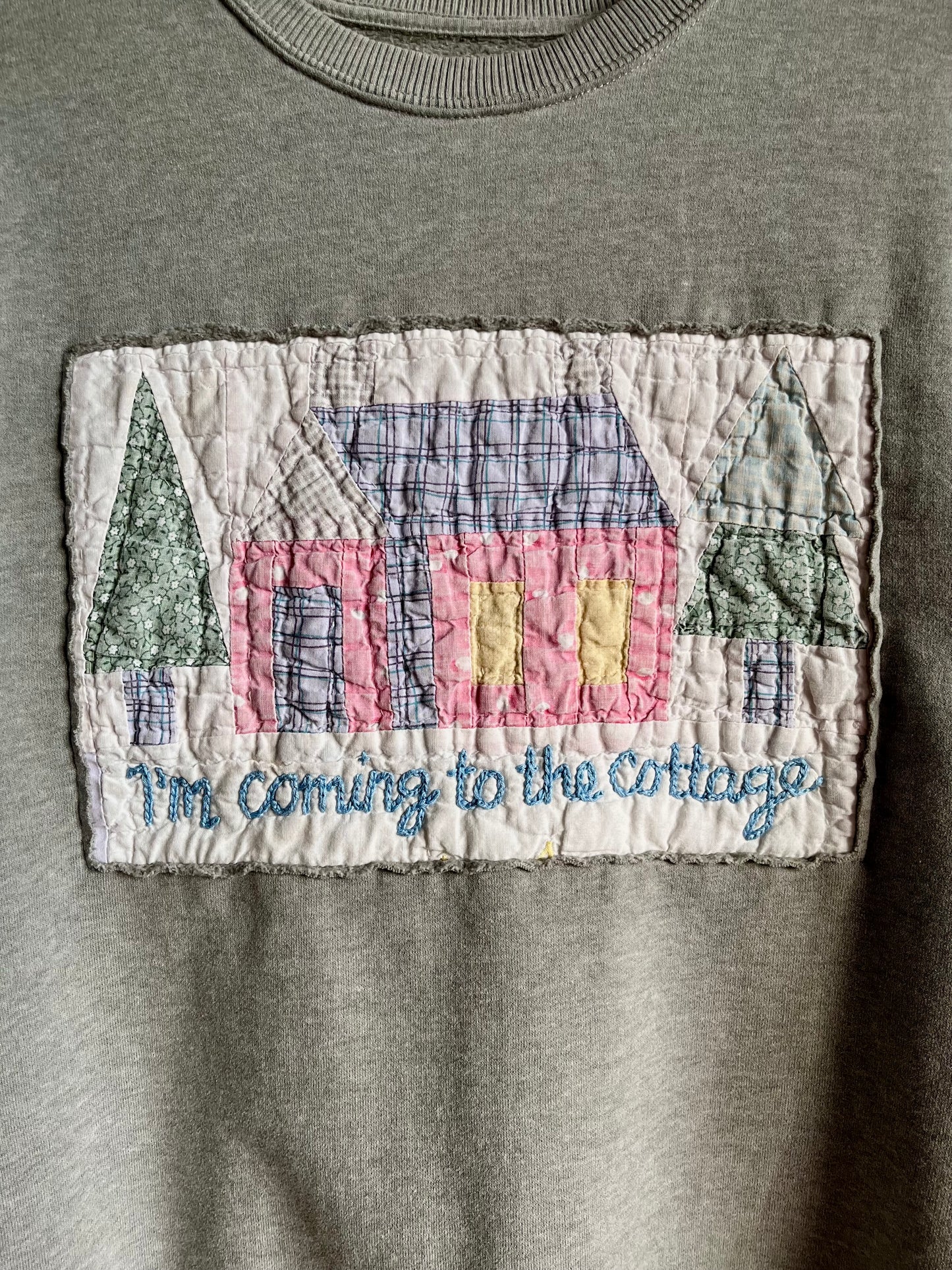 “I’m Coming the the Cottage” Embroidered Crewneck - Medium