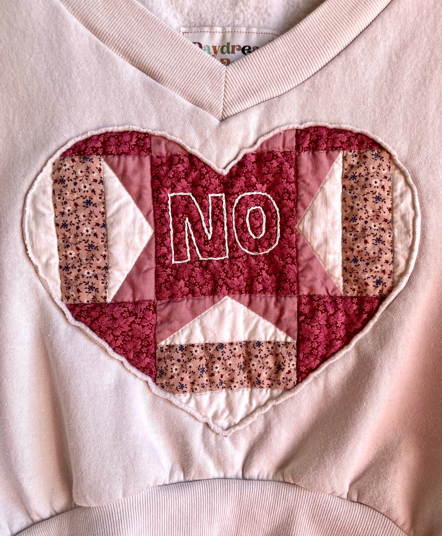“No” Conversation Heart Cropped V-Neck - XXL