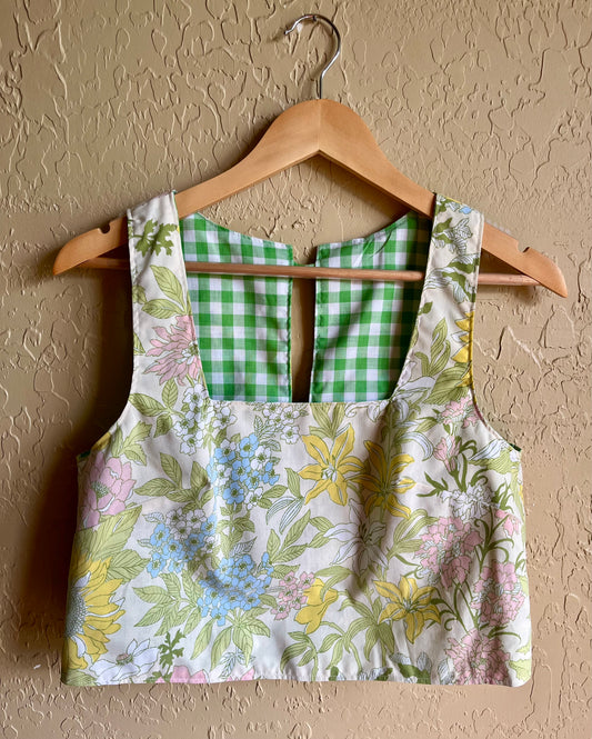 Cottage Garden/Kelly Gingham Reversible Donna Top - XS