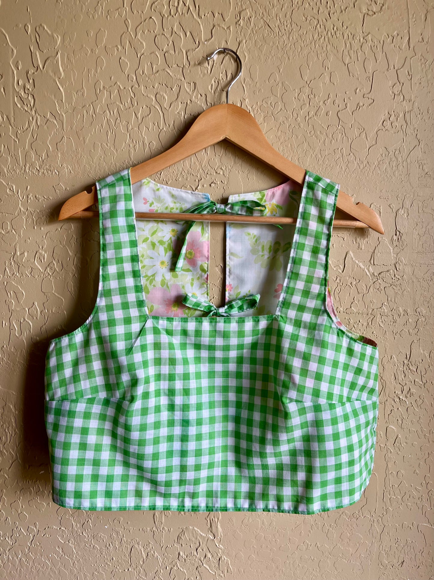 Pastel Meadows / Kelly Gingham Reversible Donna Top - Medium