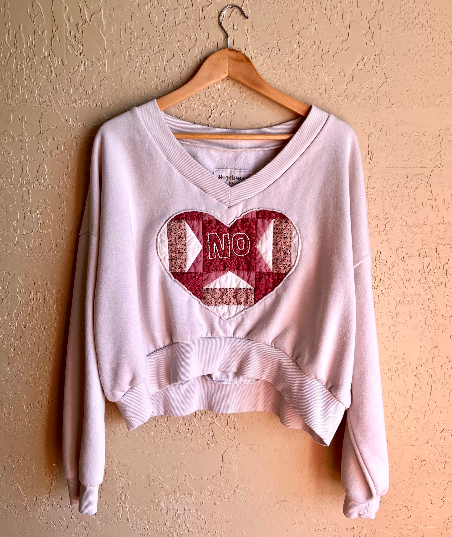 “No” Conversation Heart Cropped V-Neck - XXL