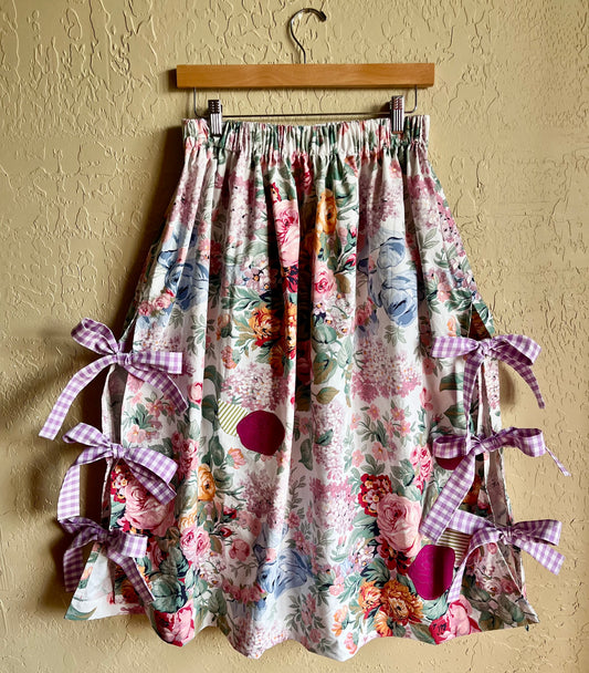 English Garden Appliquéd Midi Bow Skirt - Medium