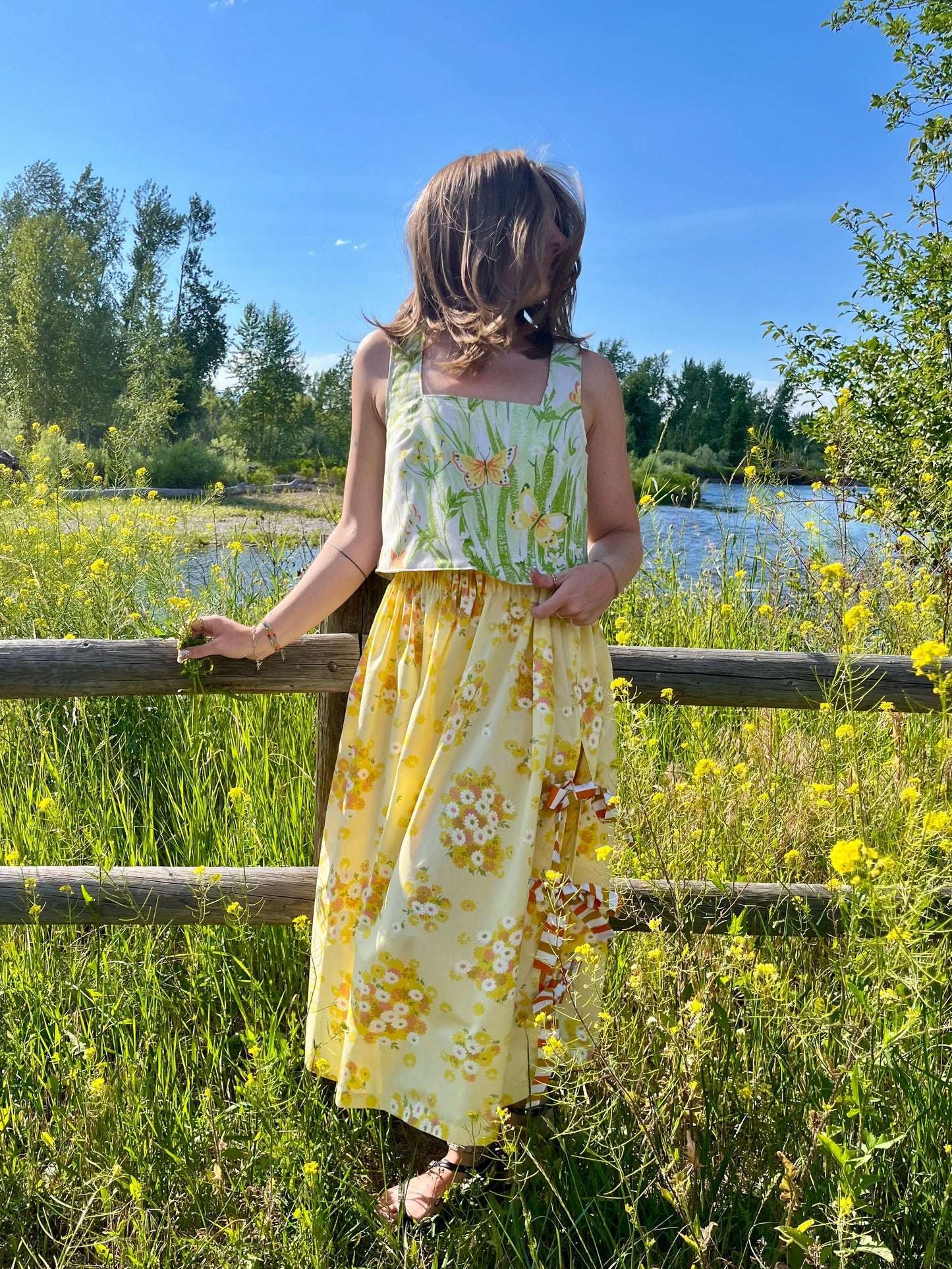 Butterfly Garden / Marigold Reversible Donna Top - Small