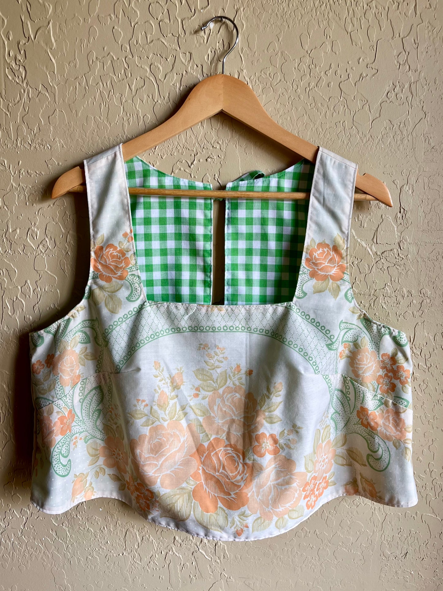 Peach Pit / Kelly Gingham Reversible Donna Top - XL