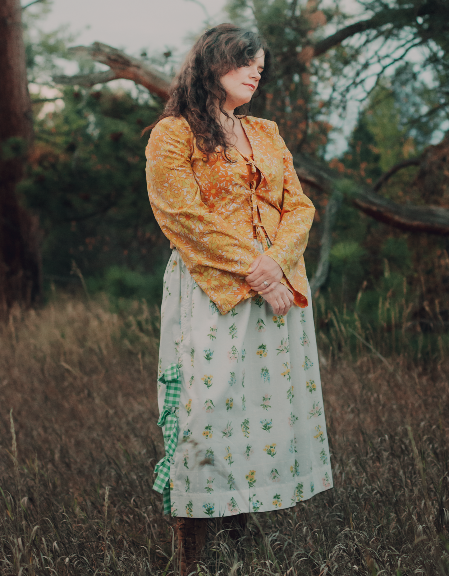 Ditsy Bouquet Midi Bow Skirt - XXL